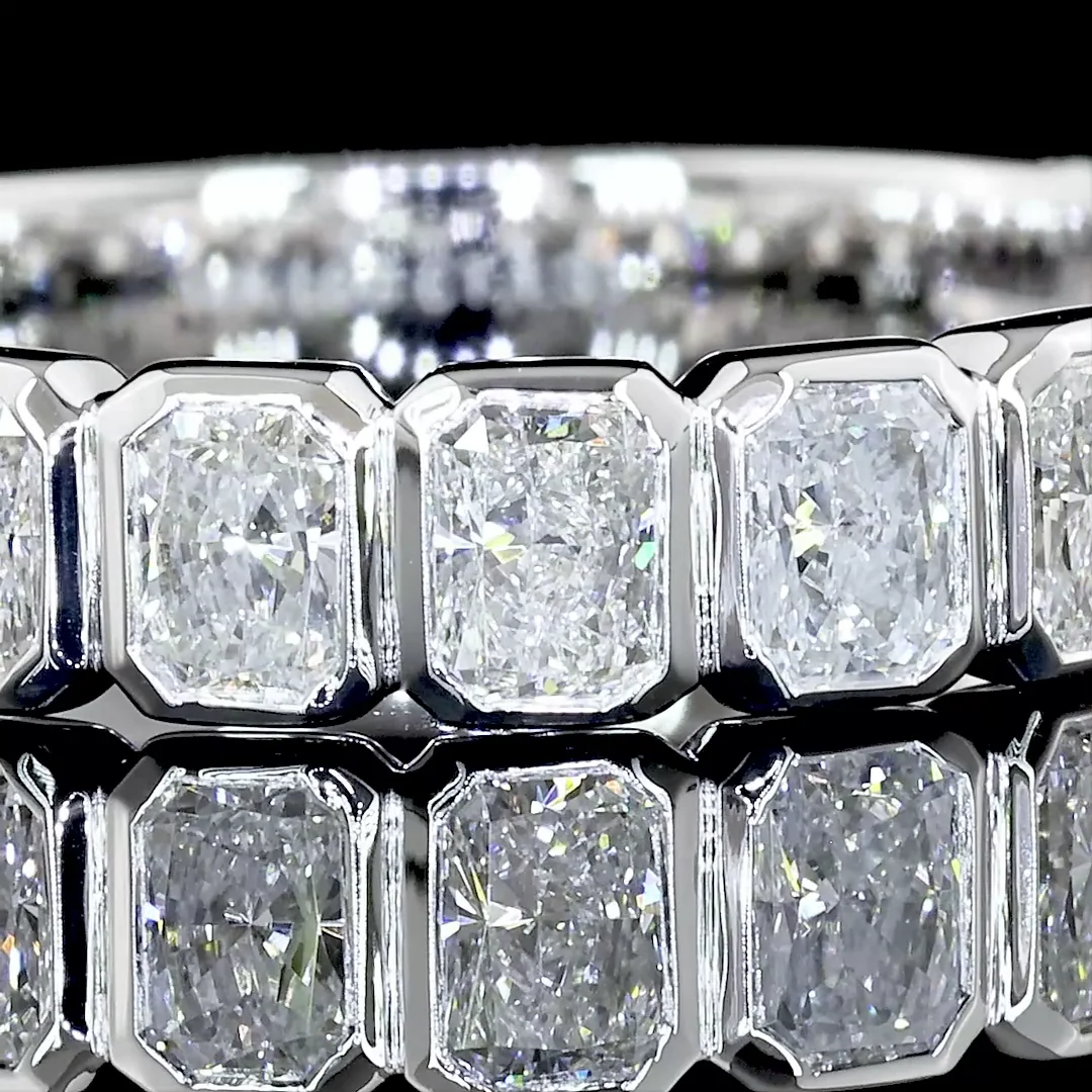 1.35 Cts 14k White Gold Radiant Shape 3/4 Band Eternity Band - Image 2