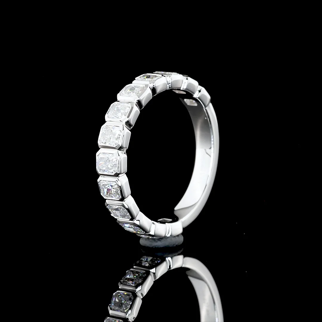 1.35 Cts 14k White Gold Radiant Shape 3/4 Band Eternity Band - Image 4
