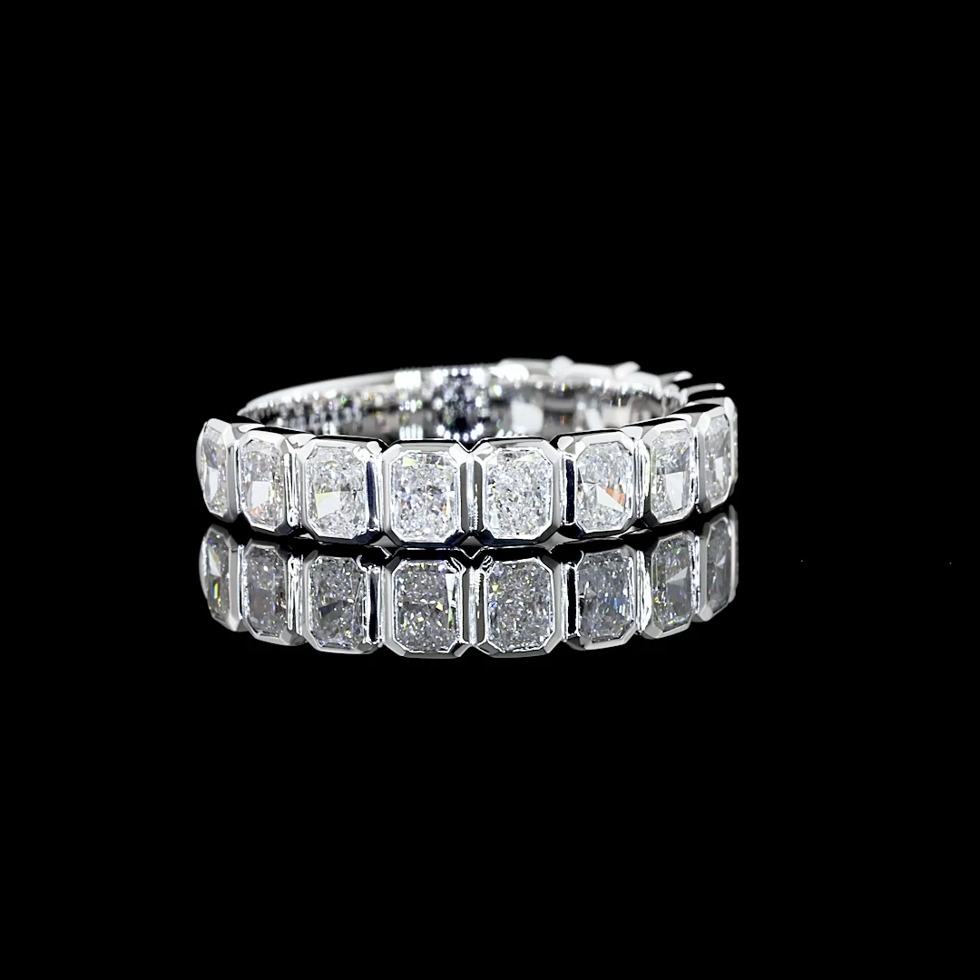 1.35 Cts 14k White Gold Radiant Shape 3/4 Band Eternity Band - Video