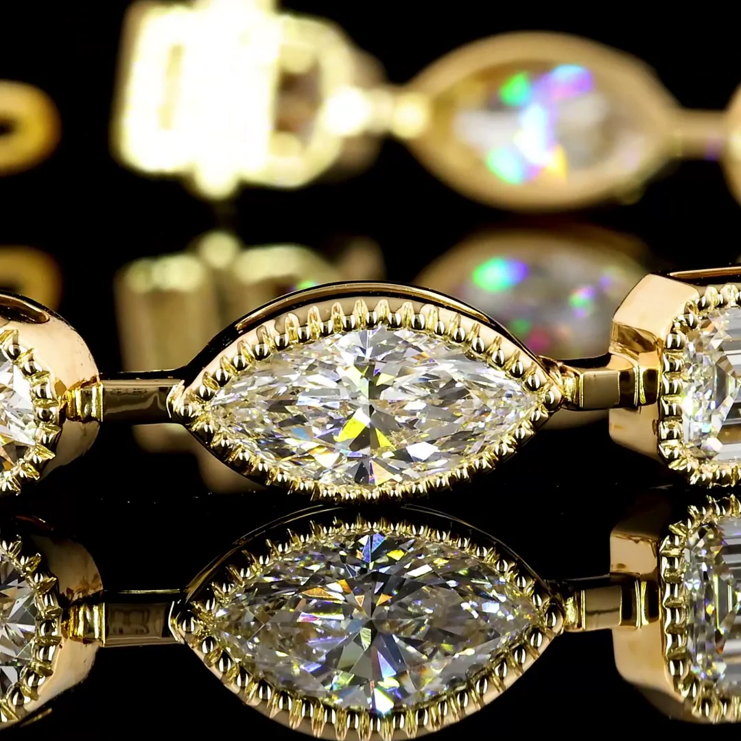 9.94 Cts 18k Yellow Gold Mix Shape Tennis Bracelet - Image 2