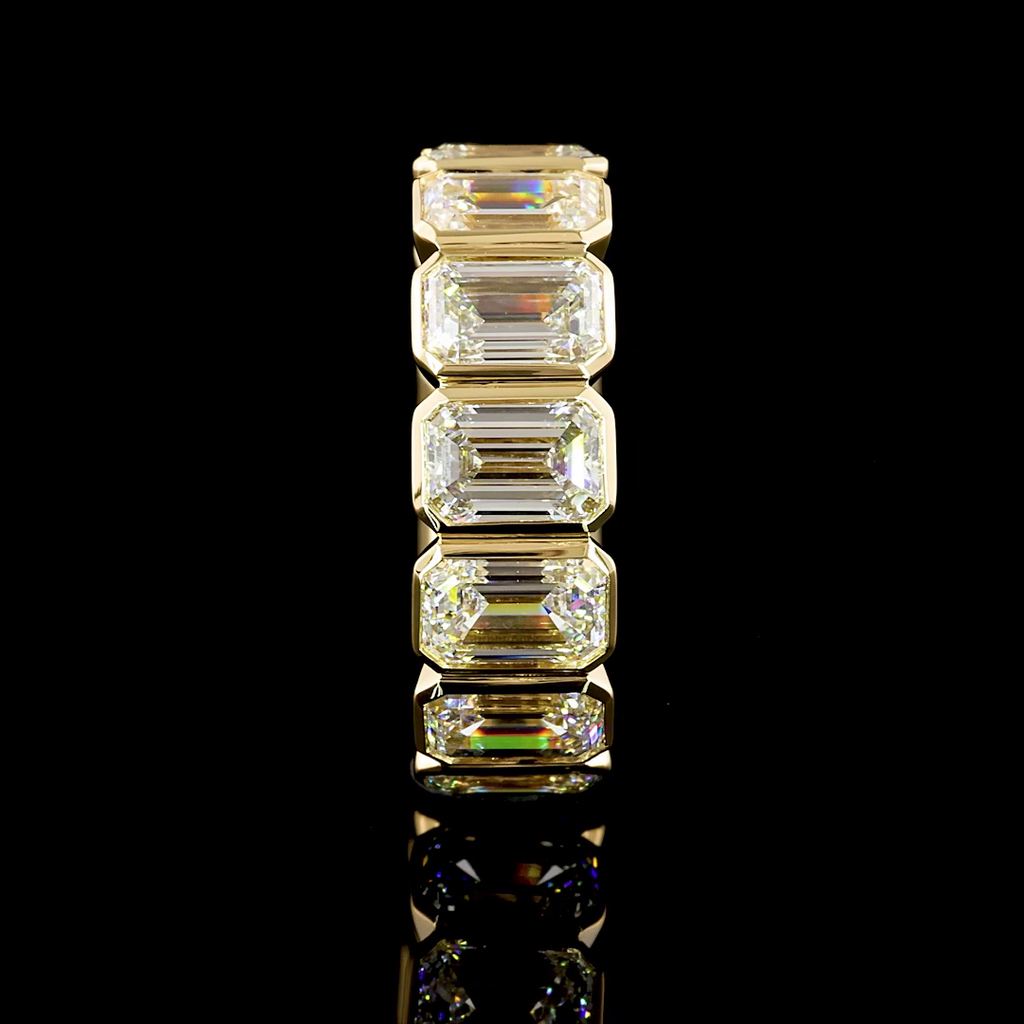 8.12 Cts 18k Yellow Gold Emerald Shape Eternity Band Eternity Band - Image 3