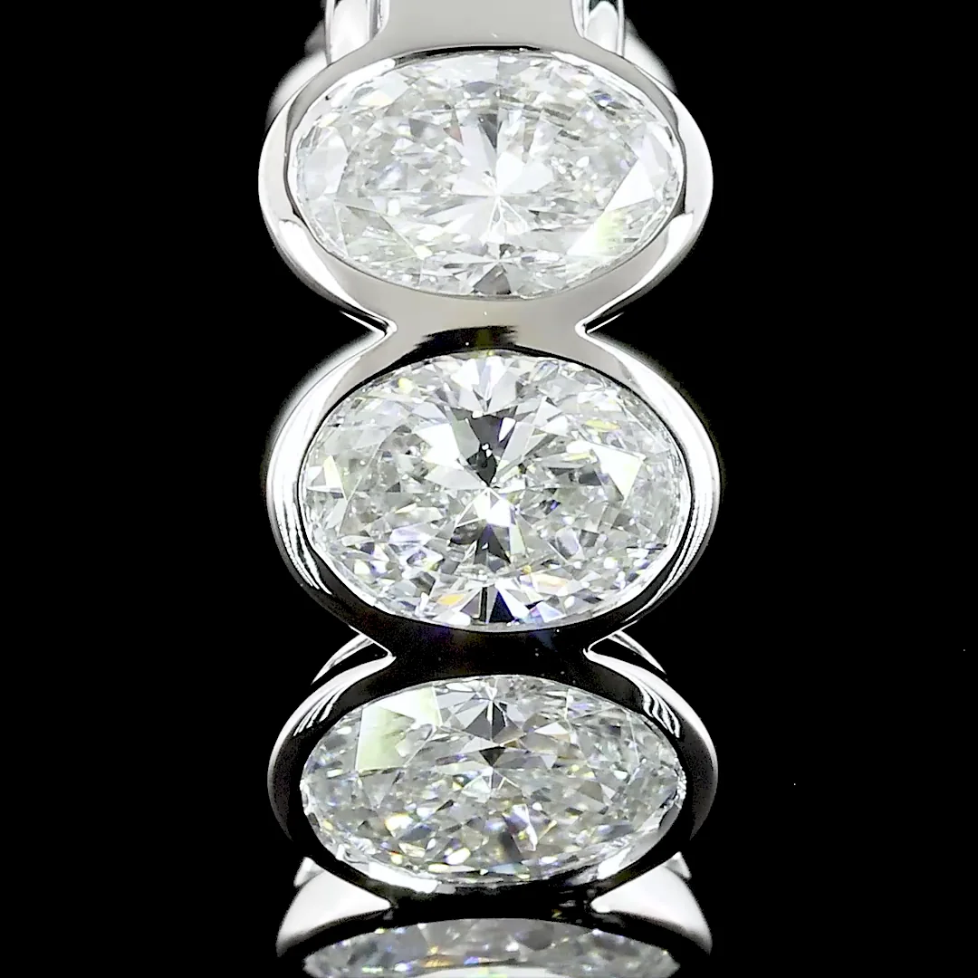 3.34 Cts 14k White Gold Oval Shape Huggies Earring - Image 3