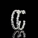 5.38 Cts 14k White Gold Heart Shape C Hoops Earring - Image 2