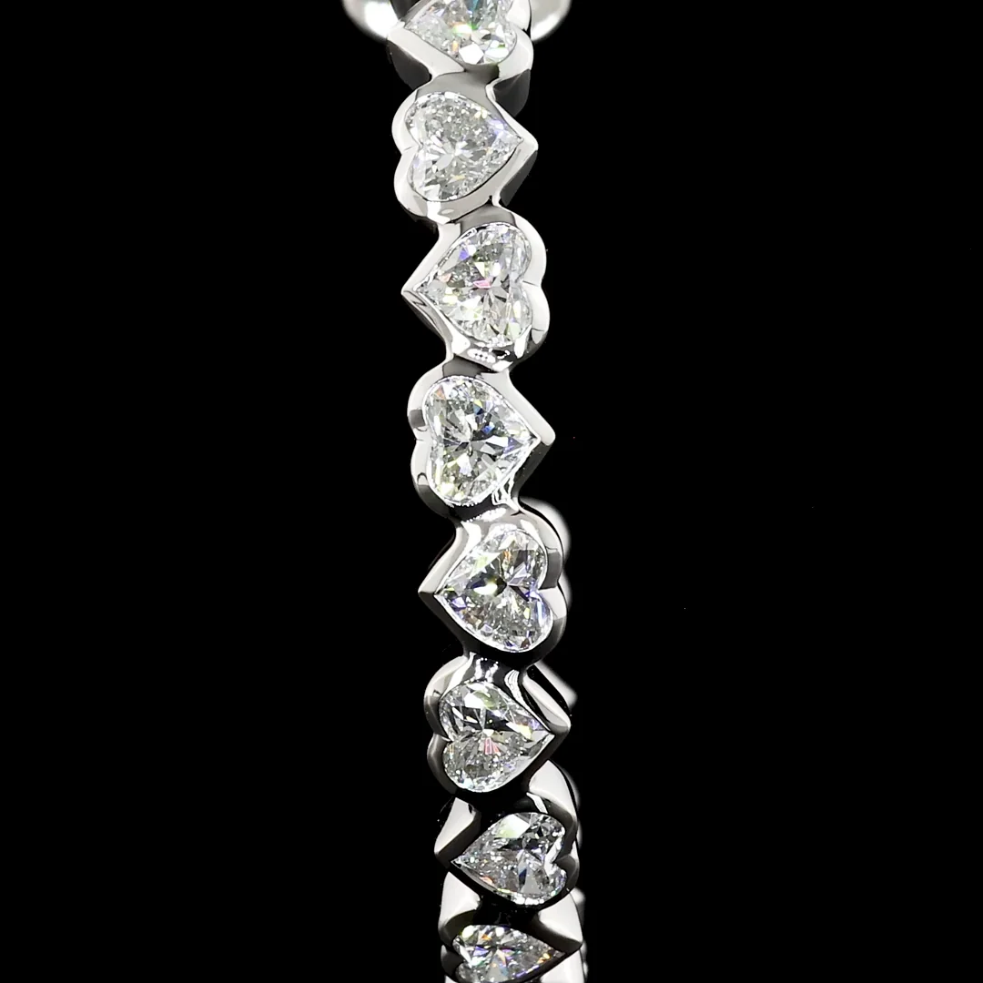 5.38 Cts 14k White Gold Heart Shape C Hoops Earring - Image 3