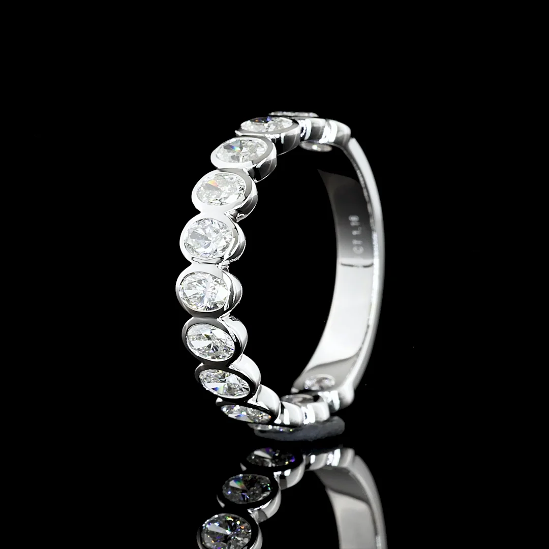 1.16 Cts 14k White Gold Oval Shape 3/4 Band Eternity Band - Image 4