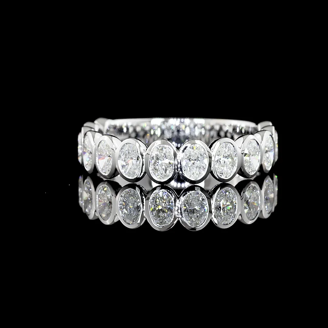 1.16 Cts 14k White Gold Oval Shape 3/4 Band Eternity Band - Video