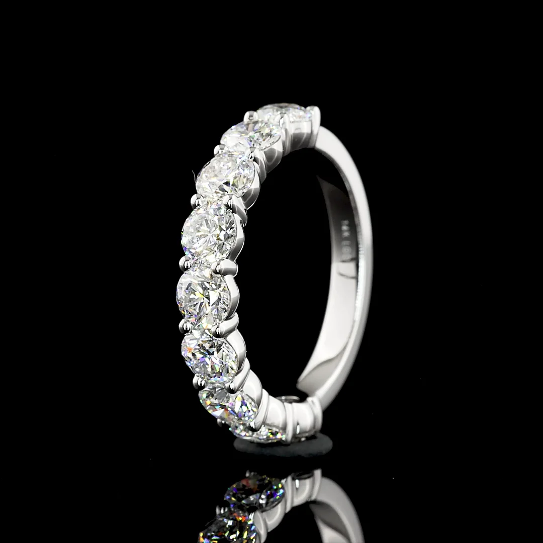 1.98 Cts 14k White Gold Round Shape Half Eternity Eternity Band - Image 4