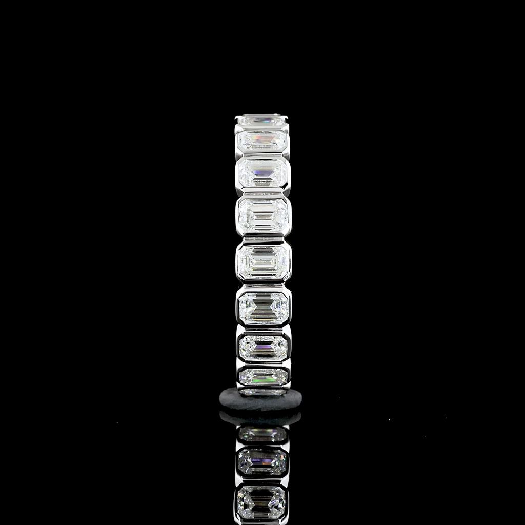 1.26 Cts 14k White Gold Emerald Shape 3/4 Band Eternity Band - Image 3