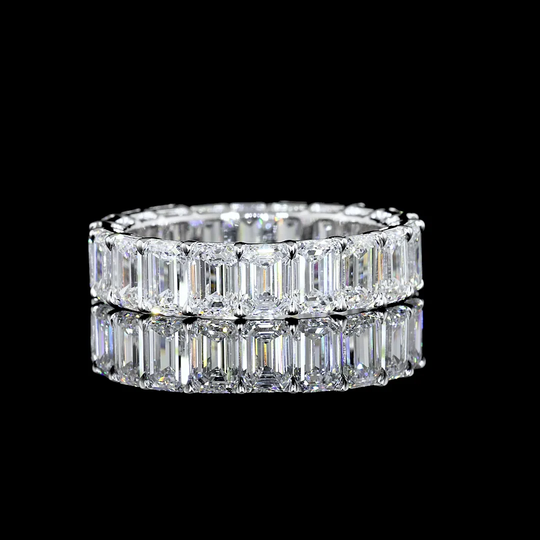 5.99 Cts 14k White Gold Emerald Shape Eternity Band Eternity Band - Video