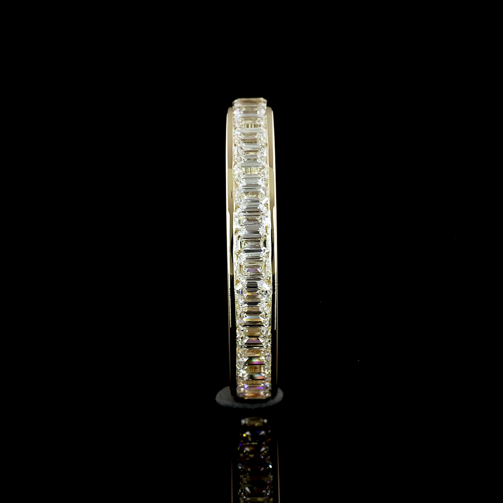 0.97 Cts 14k Yellow Gold Emerald Shape 3/4 Band Eternity Band - Image 4