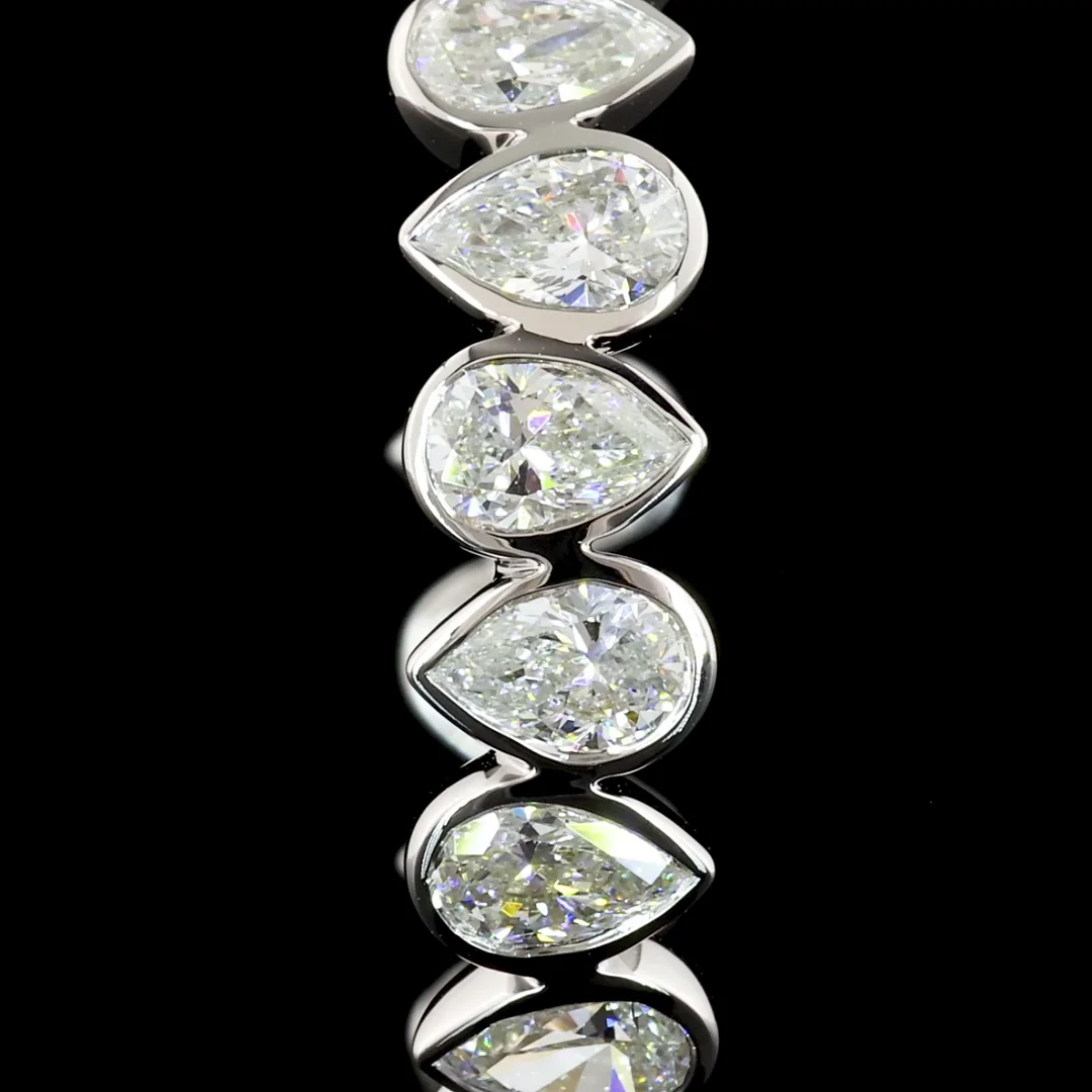 5.72 Cts 14k White Gold Pear Shape C Hoops Earring - Image 3