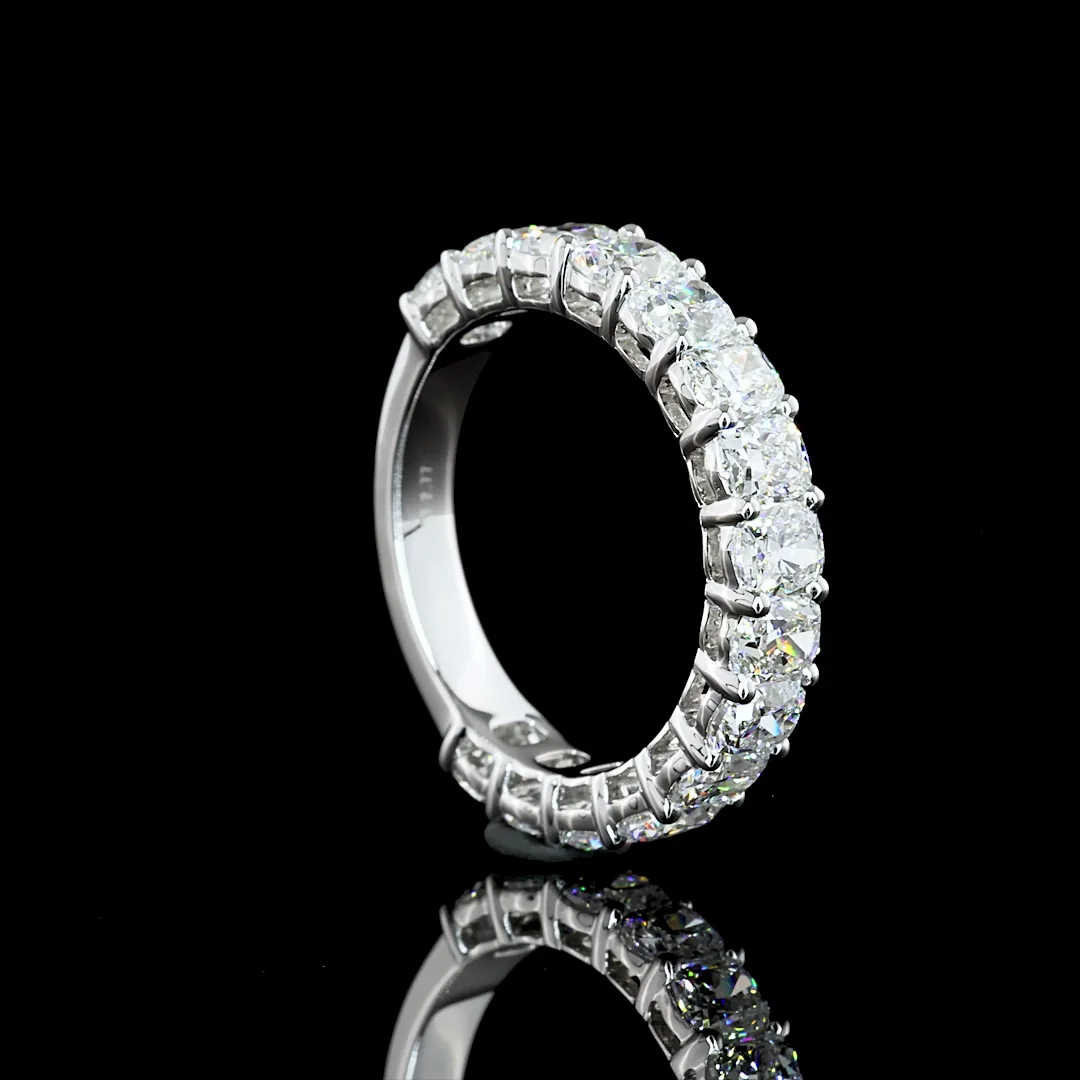 2.77 Cts 14k White Gold Cushion Brilliant Shape 3/4 Band Eternity Band - Image 3