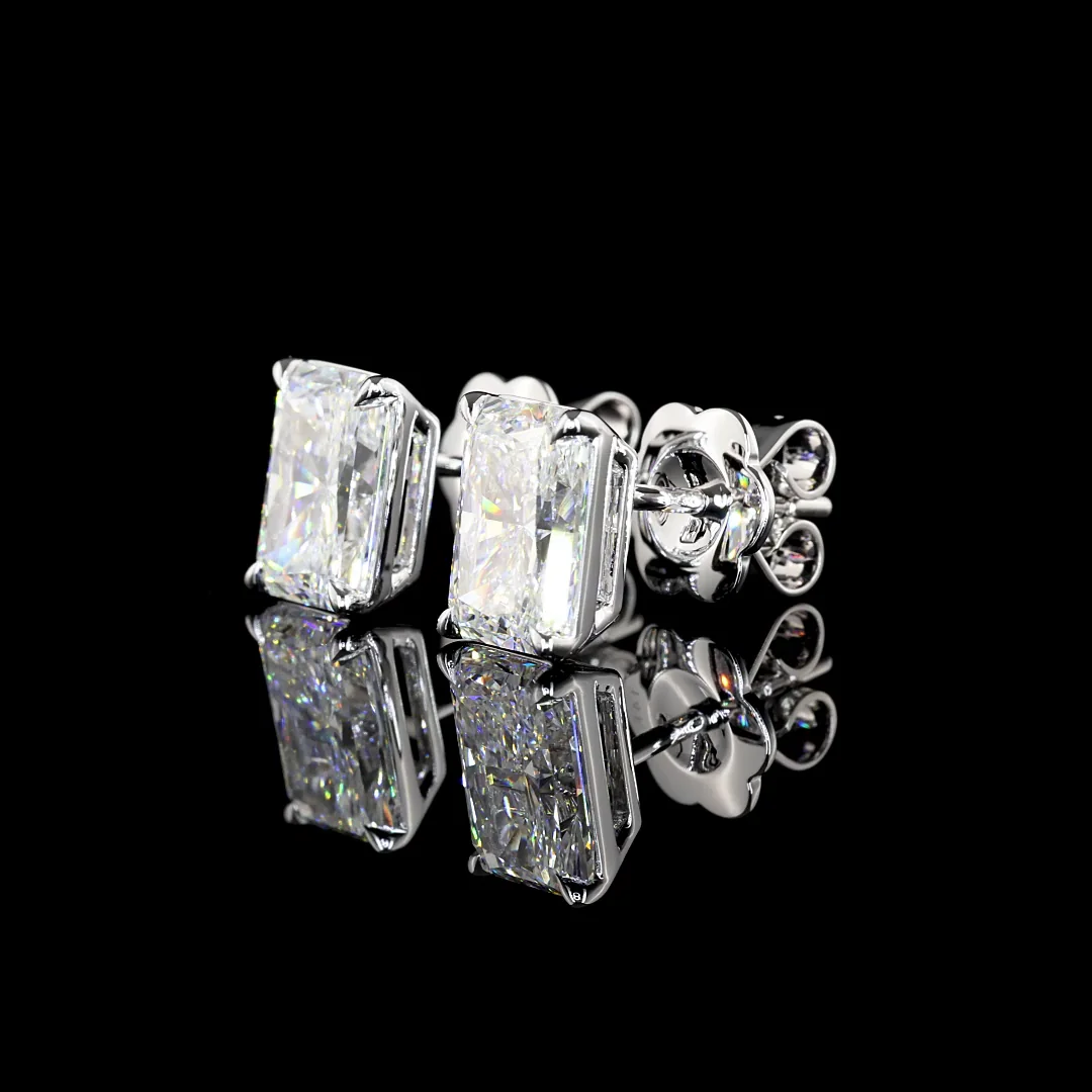 3.13 Cts 14k White Gold Radiant Shape Studs Earring - Image 3