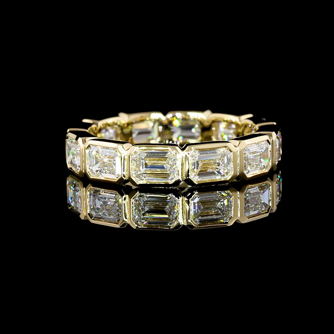 2.98 Cts 14k Yellow Gold Emerald Shape Eternity Band Eternity Band - Video