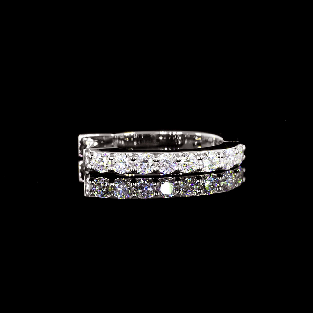 0.29 Cts 18k White Gold Round Shape Huggies Earring - Image 4