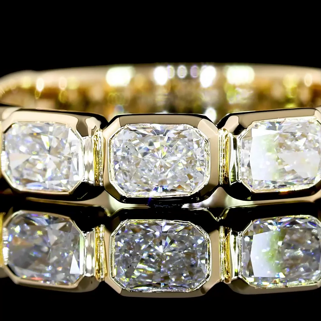 1.4 Cts 14k Yellow Gold Radiant Shape 3/4 Band Eternity Band - Image 2