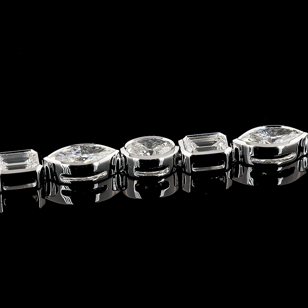 7.83 Cts 14k White Gold Mix Shape Tennis Bracelet - Image 4
