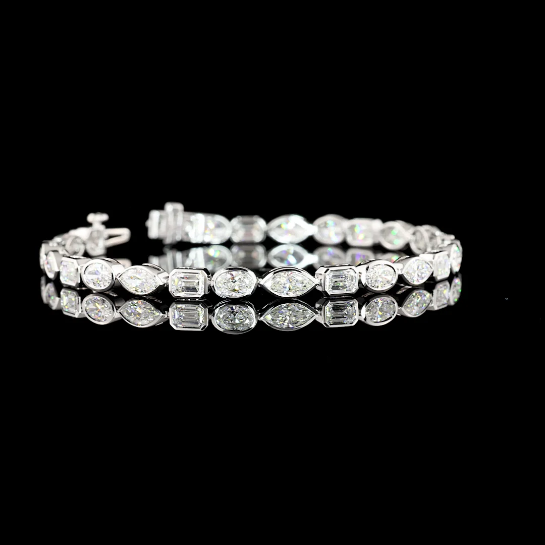 7.83 Cts 14k White Gold Mix Shape Tennis Bracelet - Video