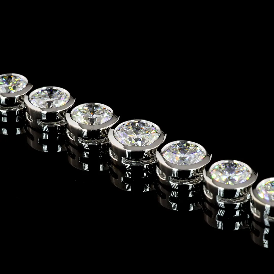 24.36 Cts 14k White Gold Round Shape Riviera Necklace - Image 4