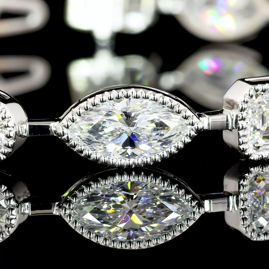 10.01 Cts 18k White Gold Mix Shape Tennis Bracelet - Image 2