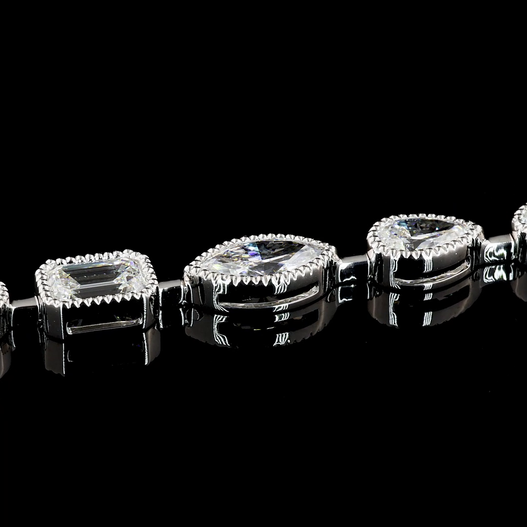 10.01 Cts 18k White Gold Mix Shape Tennis Bracelet - Image 3