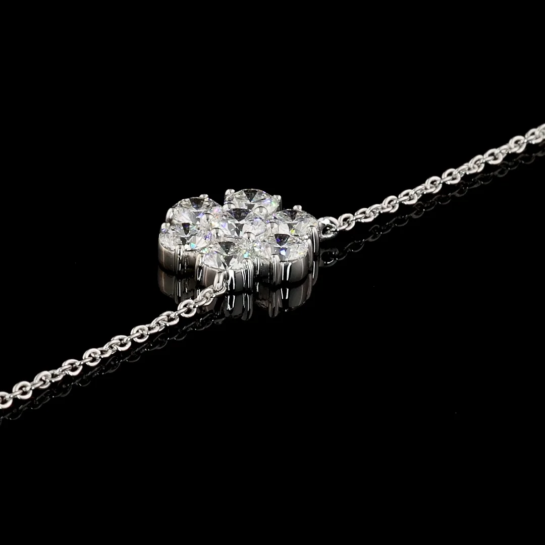 4.93 Cts 18k White Gold Round Shape Station Necklace - Image 3