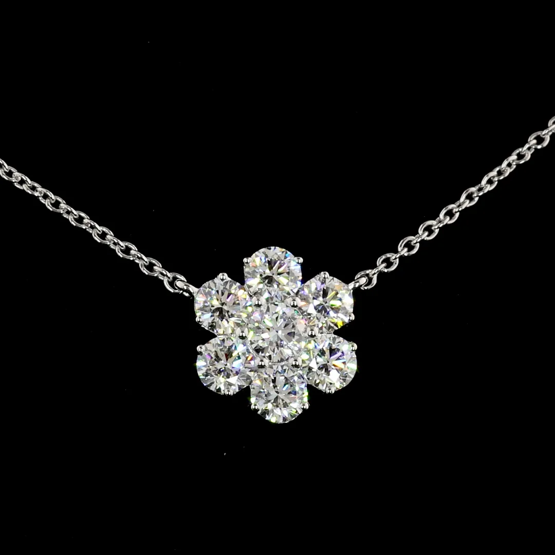 4.9 Cts 18k White Gold Round Shape Station Necklace - Image 3