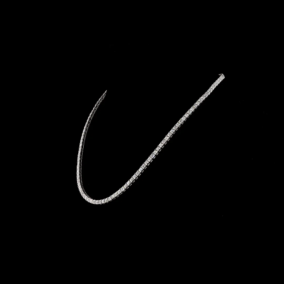 20.01 Cts 14k White Gold Antique Asscher Shape Tennis Necklace - Image 2