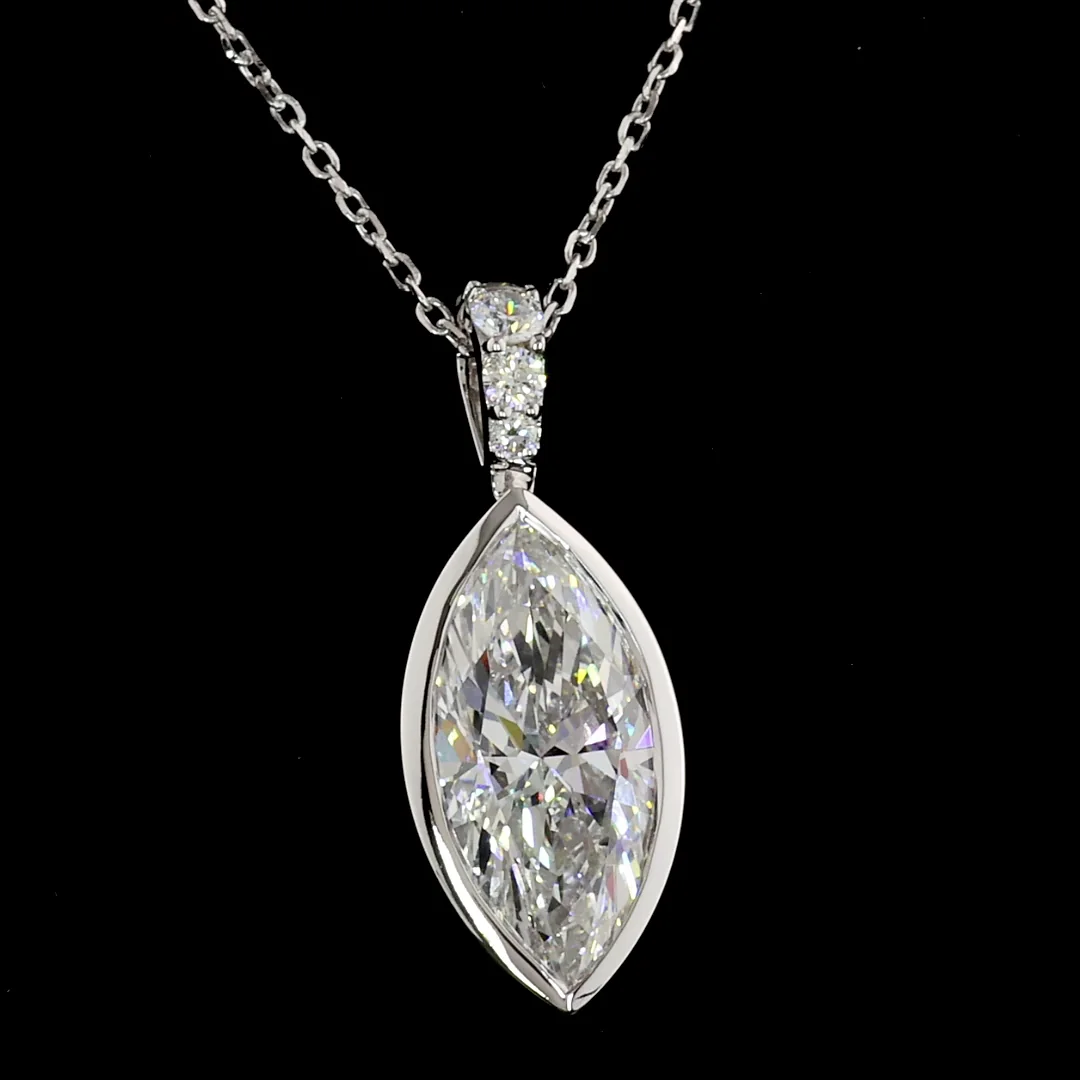 2.62 Cts 14k White Gold Marquise Shape Pendant Pendant - Image 3