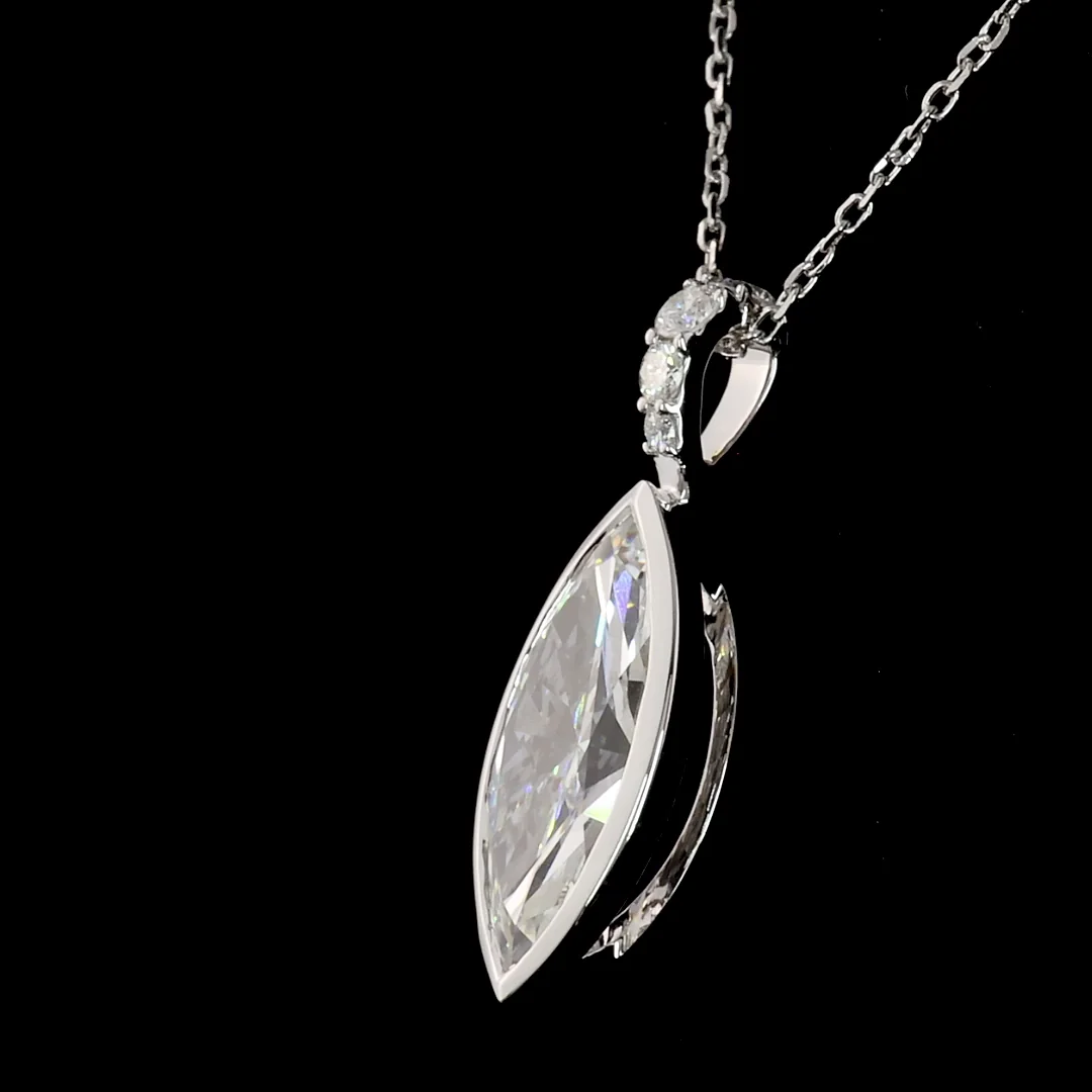 2.62 Cts 14k White Gold Marquise Shape Pendant Pendant - Image 4