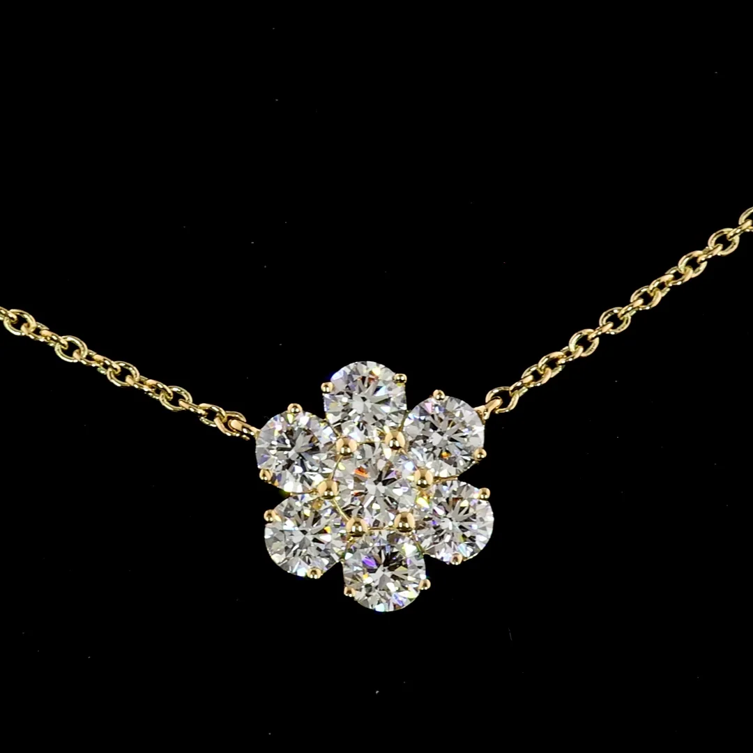 4.98 Cts 18k Yellow Gold Round Shape Station Necklace - Image 3
