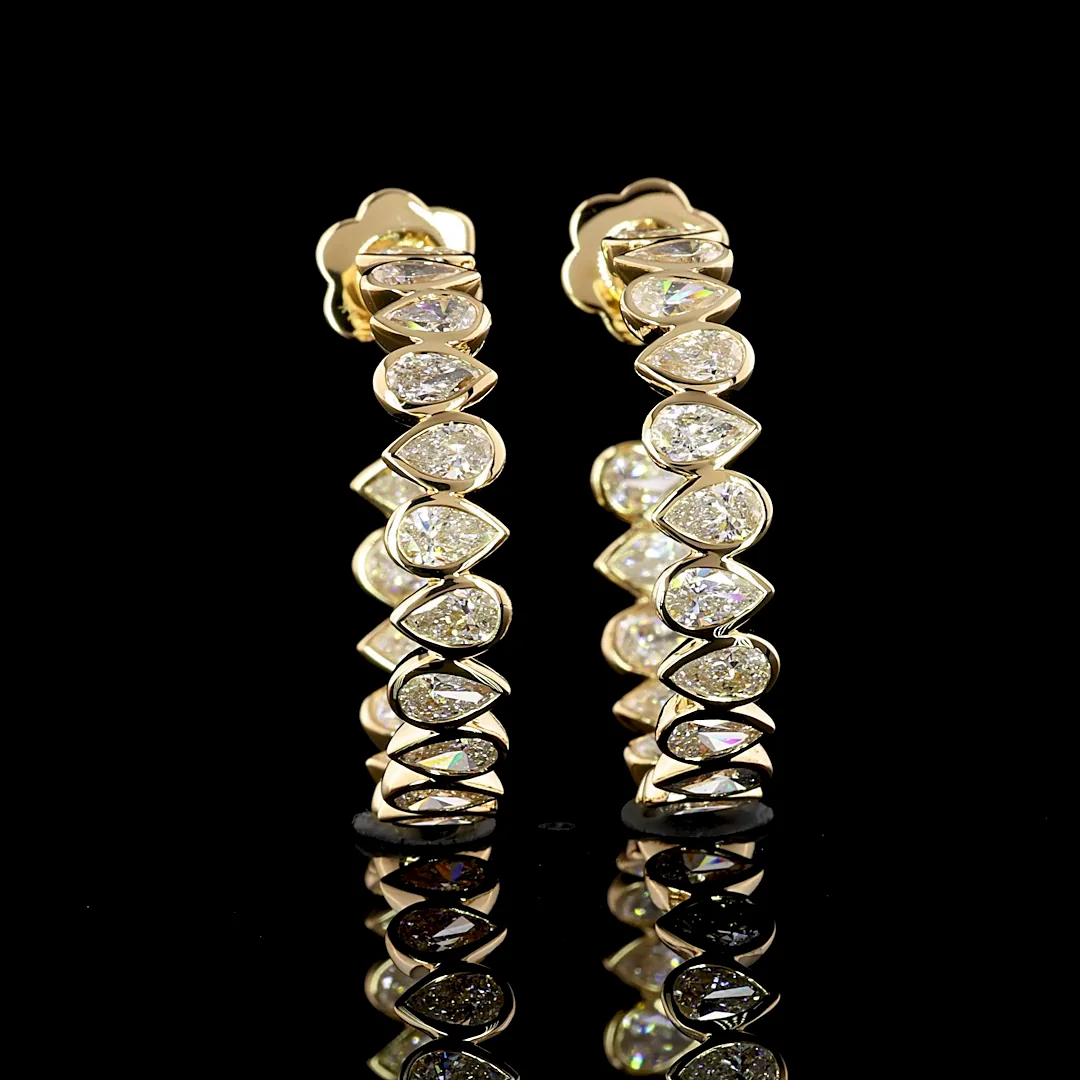 4.12 Cts 14k Yellow Gold Pear Shape C Hoops Earring - Image 3