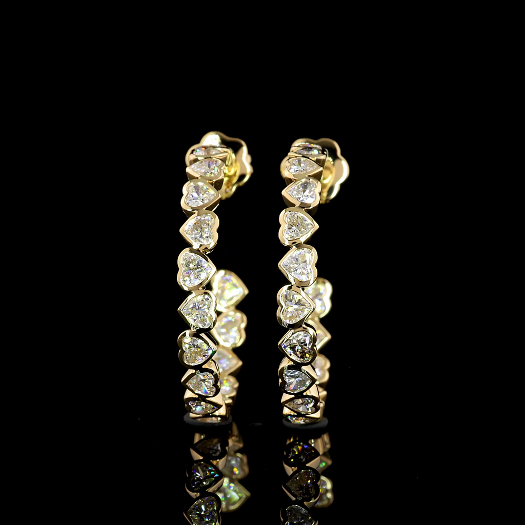 4.27 Cts 14k Yellow Gold Heart Shape C Hoops Earring - Image 2