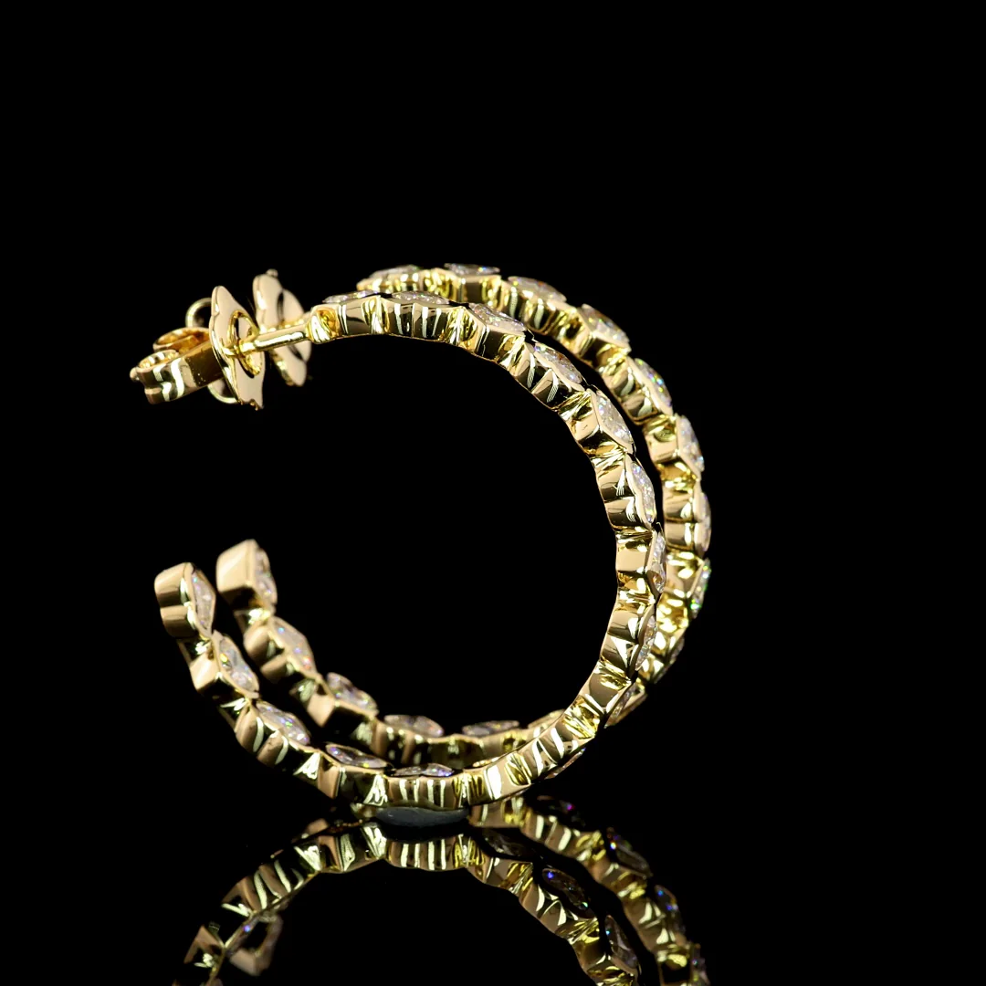 4.27 Cts 14k Yellow Gold Heart Shape C Hoops Earring - Video