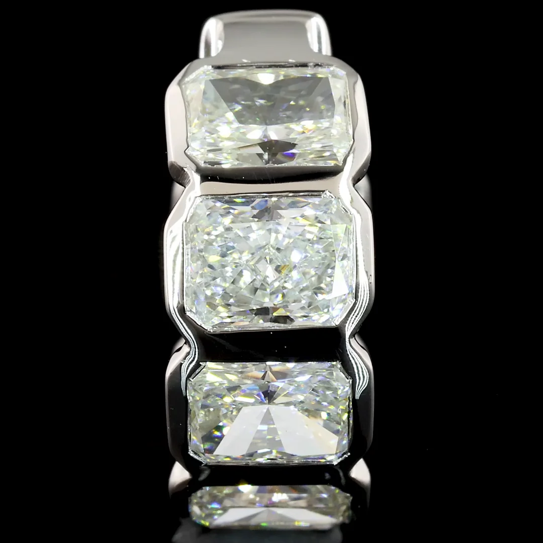 3.95 Cts 14k White Gold Radiant Shape Huggies Earring - Image 2