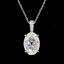 3.11 Cts 14k White Gold Antique Oval Shape Pendant Pendant - Image 2