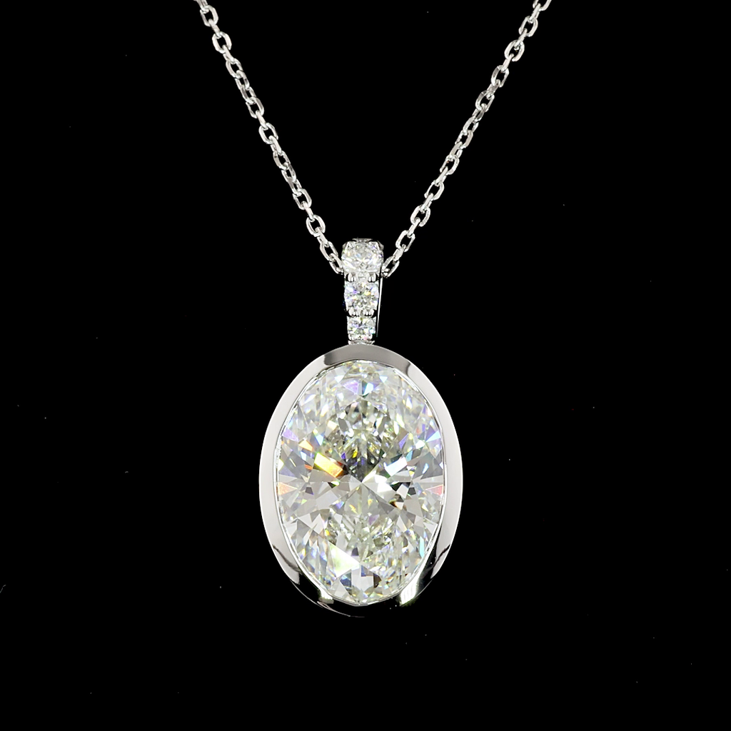 5.12 Cts 14k White Gold Oval Shape Pendant Pendant - Image 2