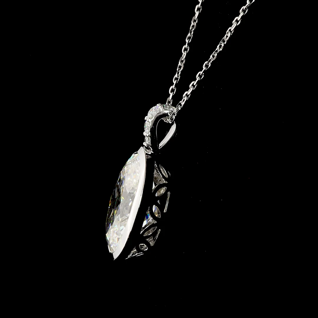 5.12 Cts 14k White Gold Oval Shape Pendant Pendant - Image 3