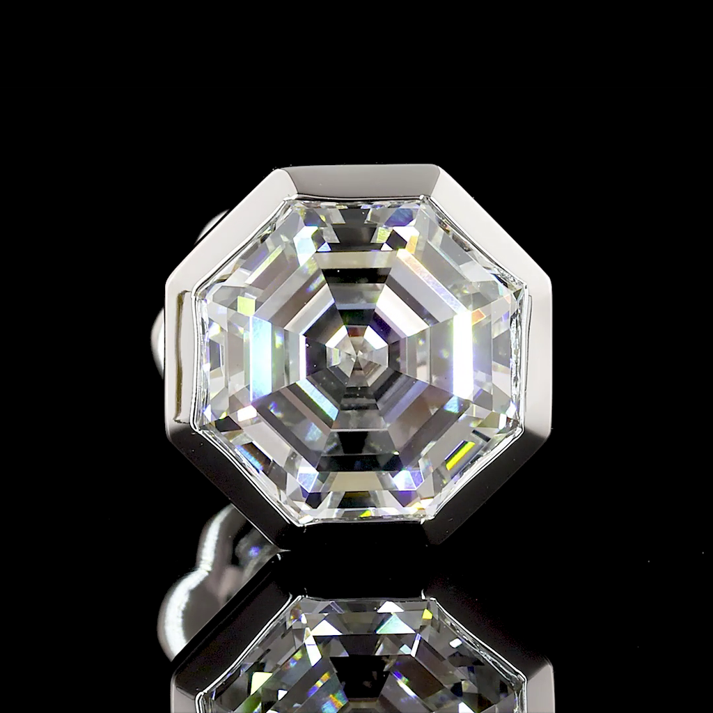 4.65 Cts 14k White Gold Octagon Shape Studs Earring - Image 3