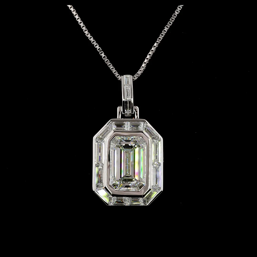 8.94 Cts 14k White Gold Mix Shape Pendant Pendant - Image 2