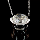 3.21 Cts 14k White Gold Old European Brilliant Shape Solitaire Pendant - Image 3