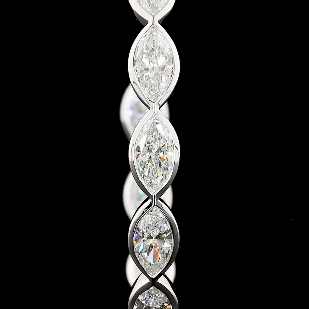 6 Cts 14k White Gold Marquise Shape Hoops Earring - Image 3