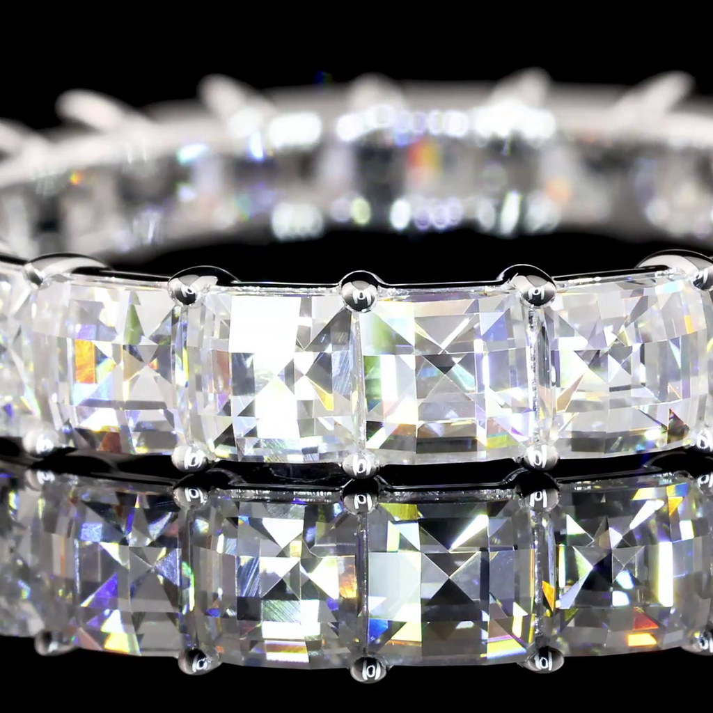 3.36 Cts 14k White Gold Antique Asscher Shape Eternity Band Eternity Band - Image 2