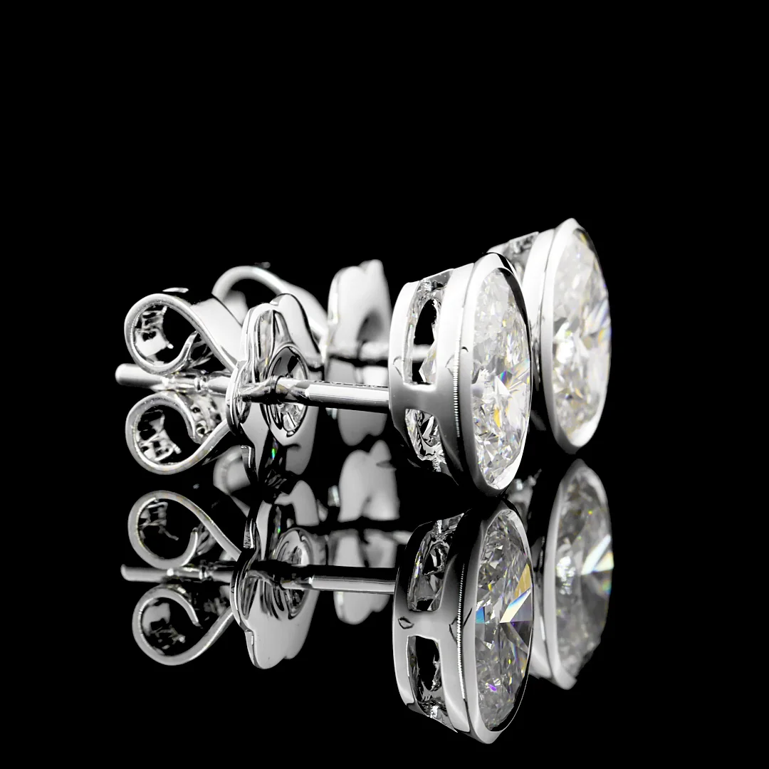 1.56 Cts 14k White Gold Oval Shape Studs Earring - Image 2