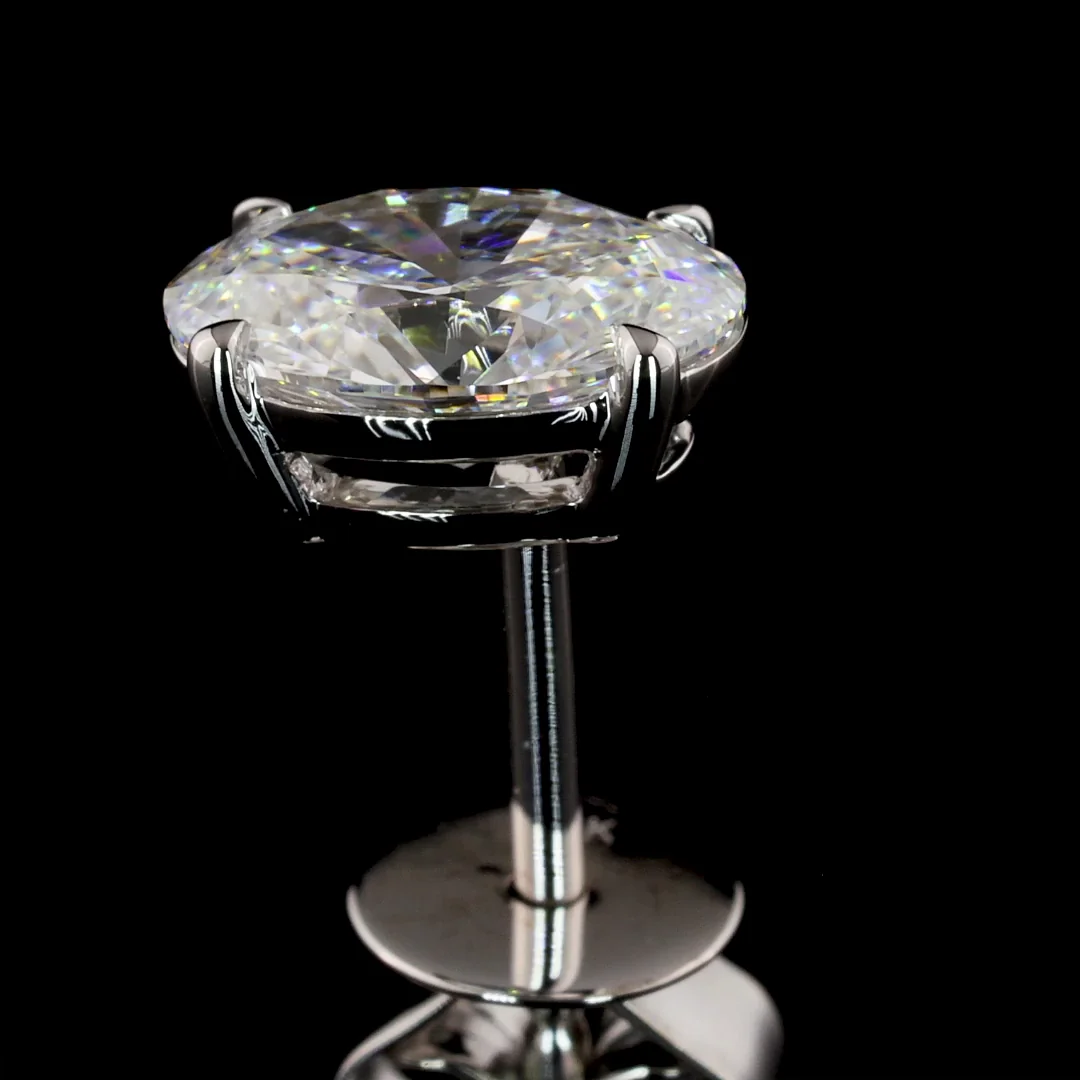 1.51 Cts 14k White Gold Oval Shape Studs Earring - Image 4