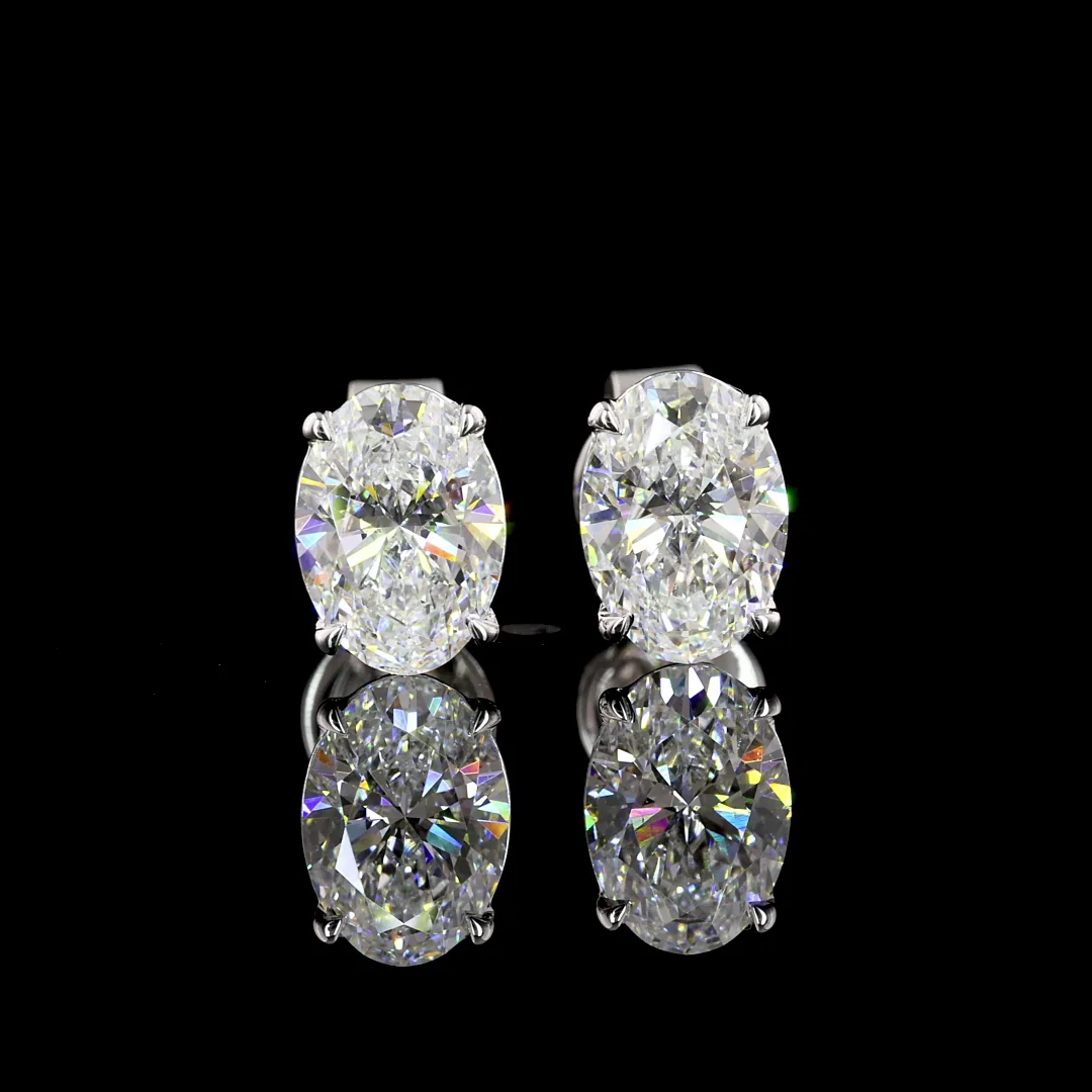 1.51 Cts 14k White Gold Oval Shape Studs Earring - Video