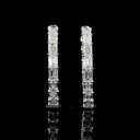 6.06 Cts 14k White Gold Emerald Shape Hoops Earring - Video