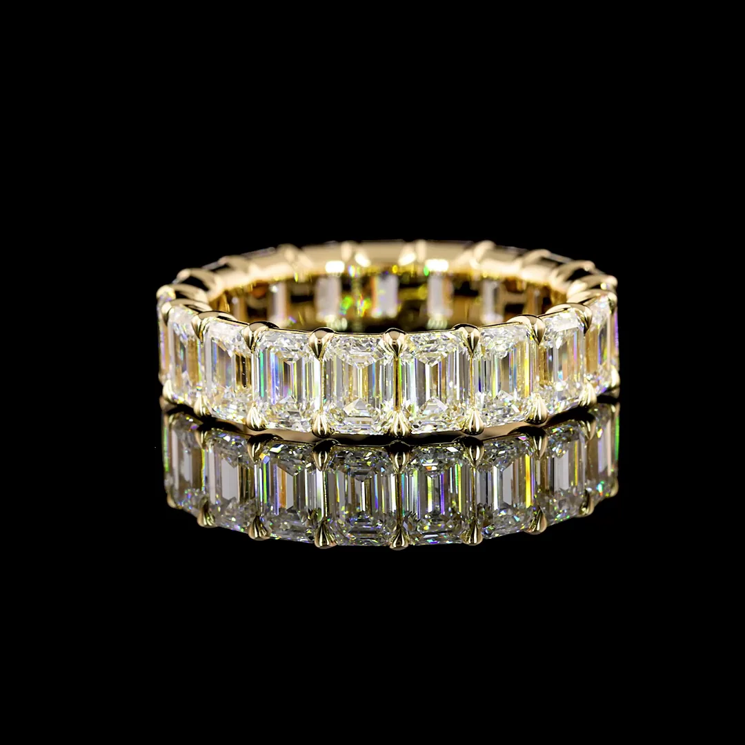 5.1 Cts 14k Yellow Gold Emerald Shape Eternity Band Eternity Band - Video