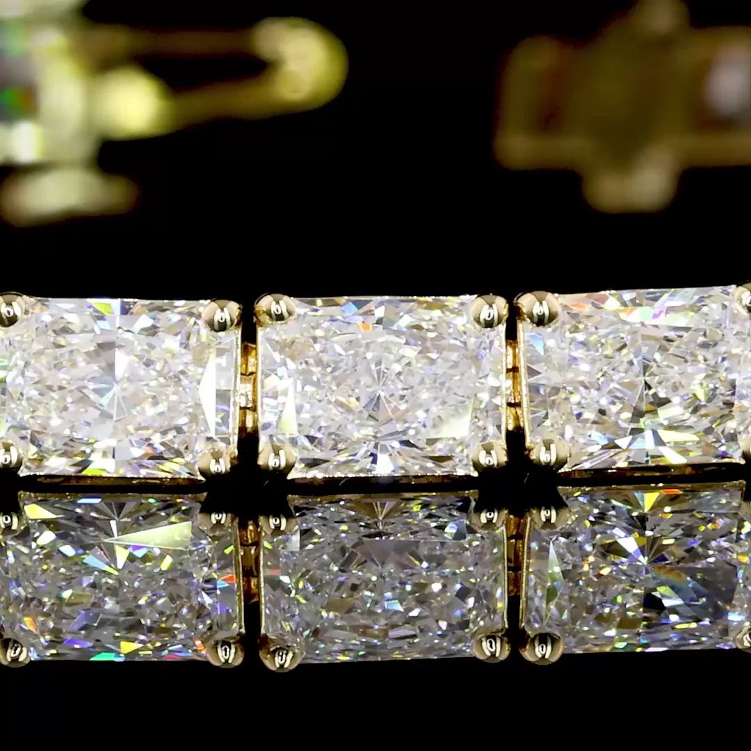 10.13 Cts 14k Yellow Gold Radiant Shape Tennis Bracelet - Image 2