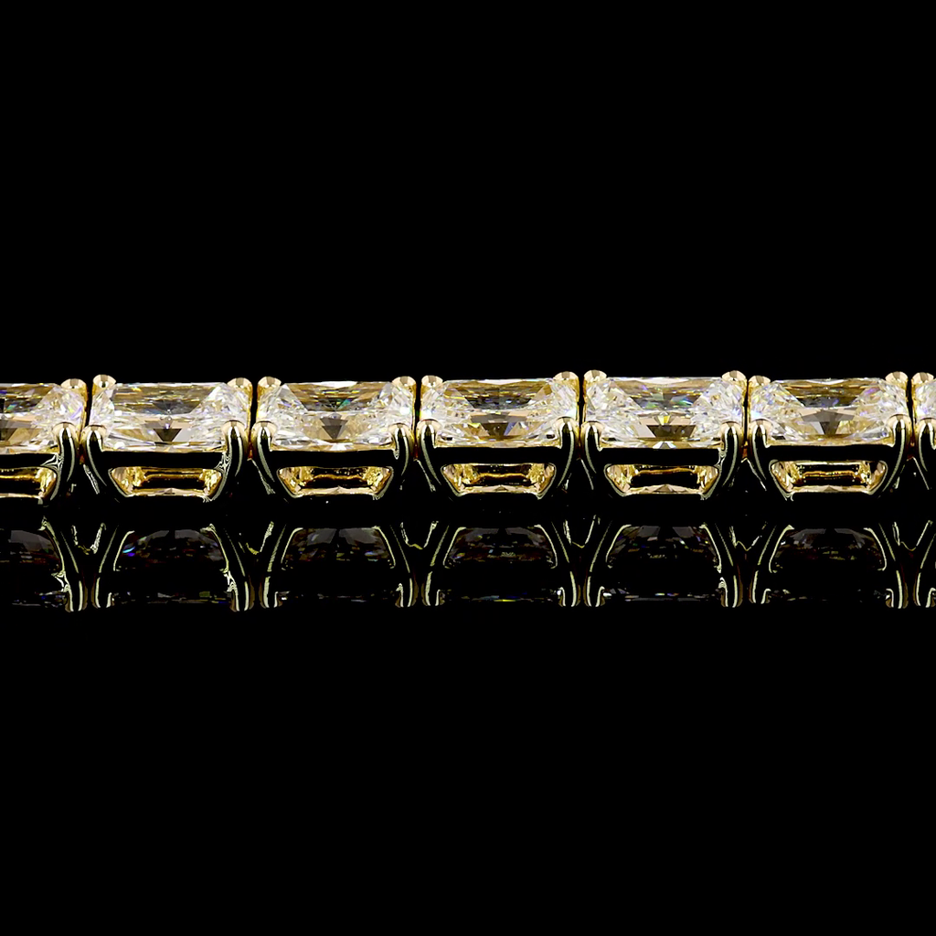 10.13 Cts 14k Yellow Gold Radiant Shape Tennis Bracelet - Image 4